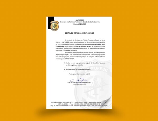 SINPOFESC CONVOCA AGE PARA ESTA TERÇA-FEIRA (4/11)