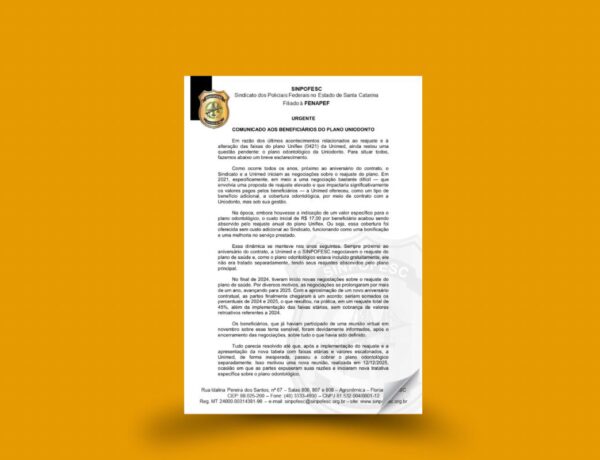 INFORME URGENTE AOS BENEFICIÁRIOS DO PLANO UNIODONTO