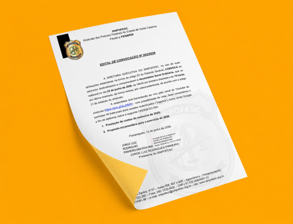 SINPOFESC CONVOCA SINDICALIZADOS PARA AGO EM 23 DE JUNHO